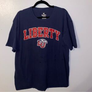 Mens Liberty University Flames Short Sleeve, Fanatics, Navy Blue, Size 2XL